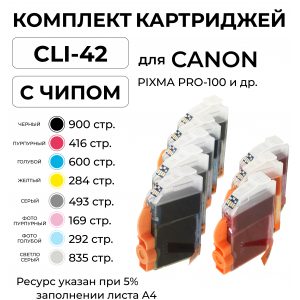Набор картриджей CLI-42 для Canon PIXMA PRO-100 8 цветов ELC