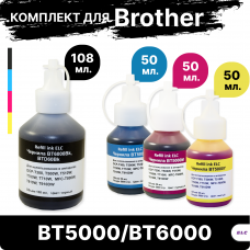 Комплект чернил CMYK BT5000/BT6000 для Brother DCP-T300/500/700 MFC-T800 (3цв.*50мл+108мл) ELC