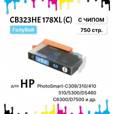 Картридж CB323HE 178XL C для HP PhotoSmart-C309/310/410/510/5300/D5460/C6300/D7500 Голубой ELC